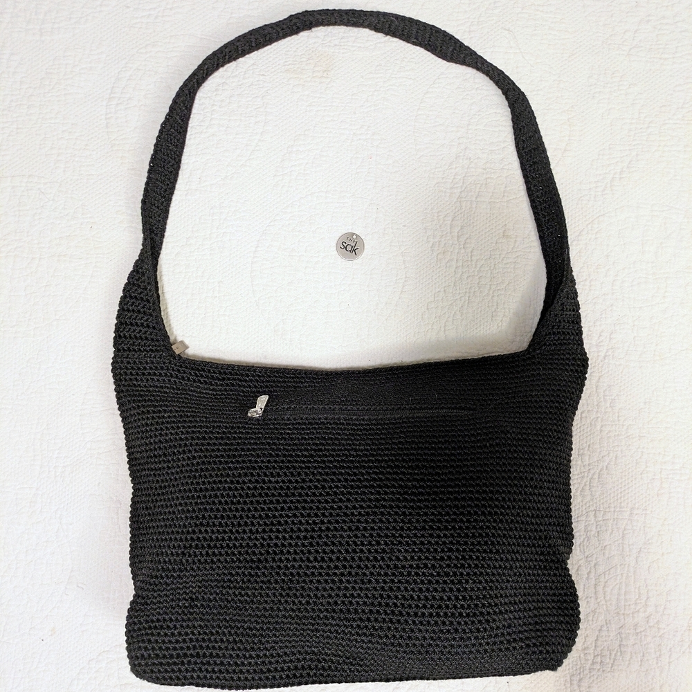 The Sak Large Black Hobo Boho Crocheted Tote Bag
